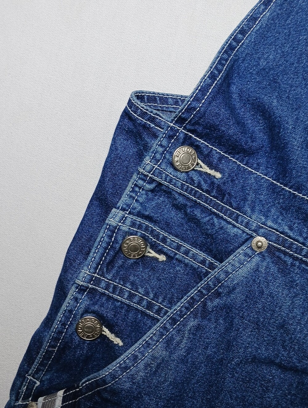 Vintage Revolt Clothing Womens Denim Bib Overalls 18 Dark Blue 40X32 Carpenter - Picture 3 of 11